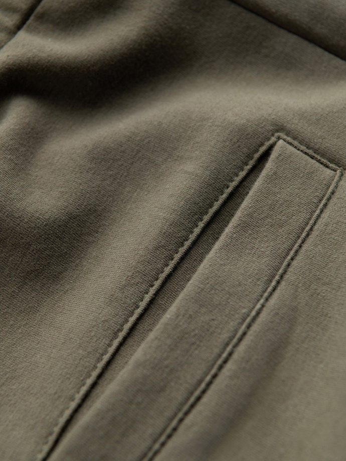 Spodnie dresowe męskie z logotypem – oliwkowe V4 OM-PASK-0167