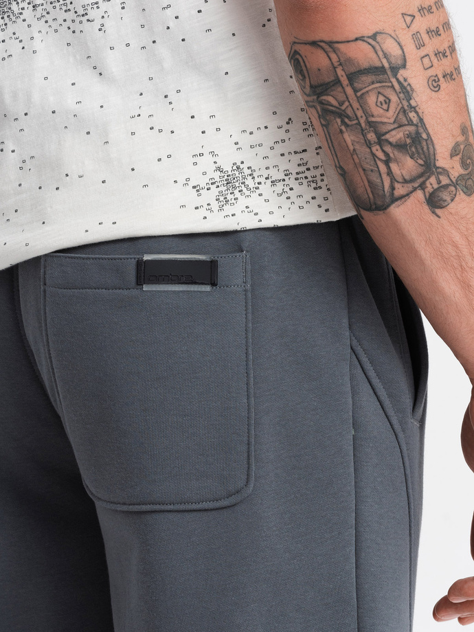 BASIC men's cotton sweatpants joggers - graphite V11 OM-PABS-0174