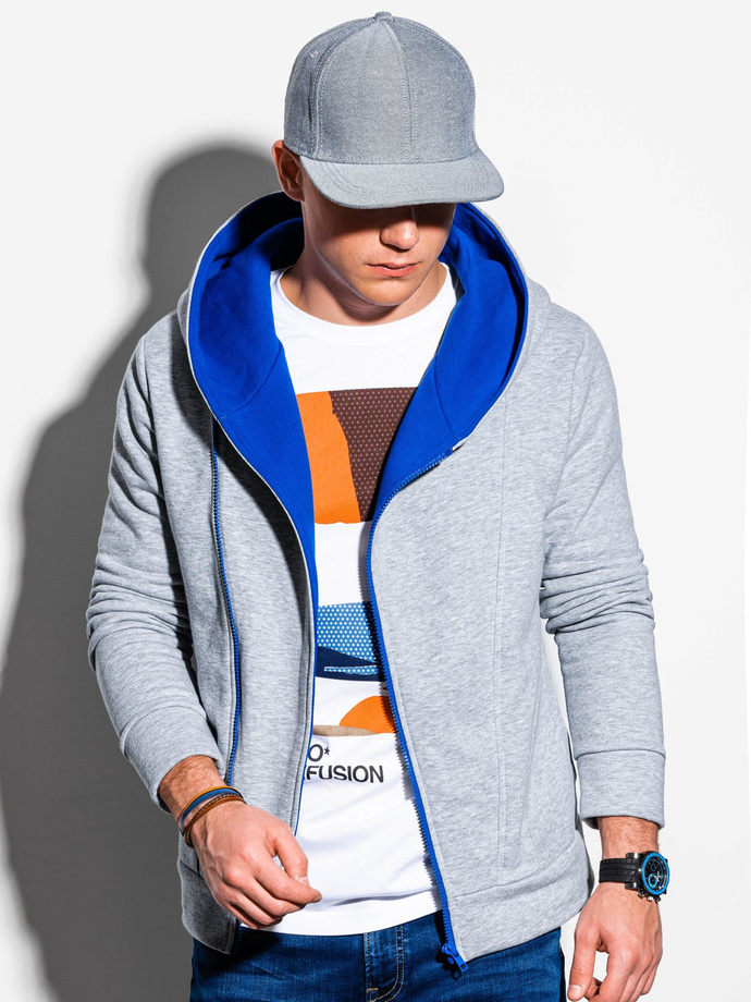 Men's zip-up hoodie - grey/blue PRIMO