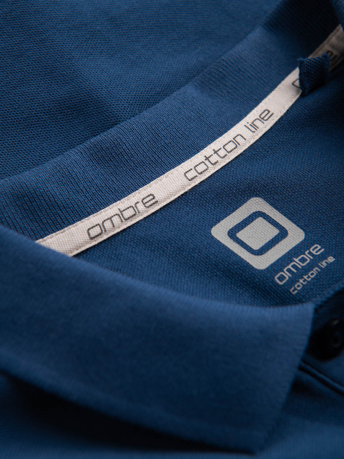 Koszulka męska polo z dzianiny pique - ciemnoniebieski V13 S1374