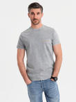 Cotton t-shirt printed on chest and back - gray V1 OM-TSWT-0201