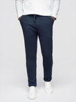 Men's pique knit pants with adjustable waistband - navy blue V1 OM-PACP-0283