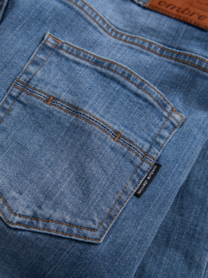 Spodnie męskie jeansowe z przetarciami REGULAR FIT - niebieskie V3 OM-PADP-0102