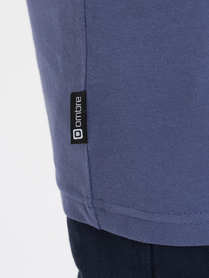 Men's cotton t-shirt with pocket print - blue V9 S1742