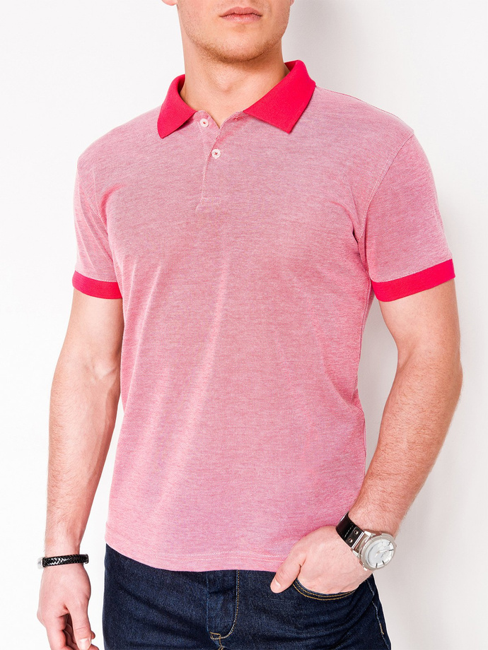 Men's plain polo shirt S847 - pink