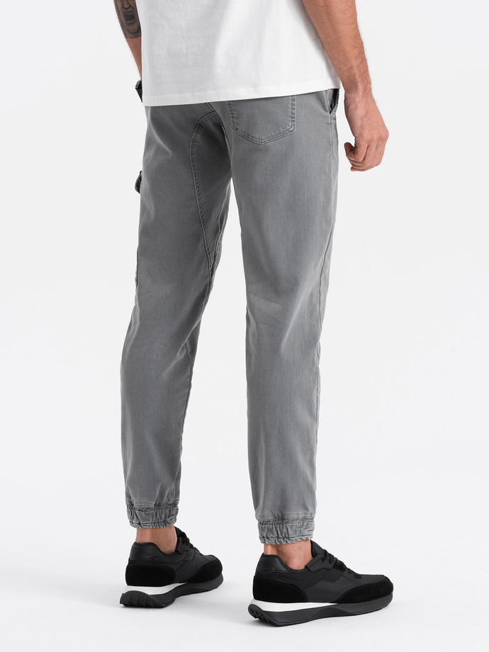 Men's JOGGERS pants with cargo pocket - gray V4 OM-PADJ-0112