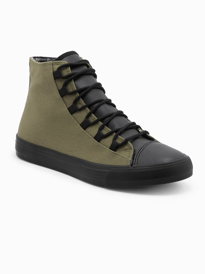 Men's shoes sneakers in combined materials - olive V5 OM-FOTH-0143