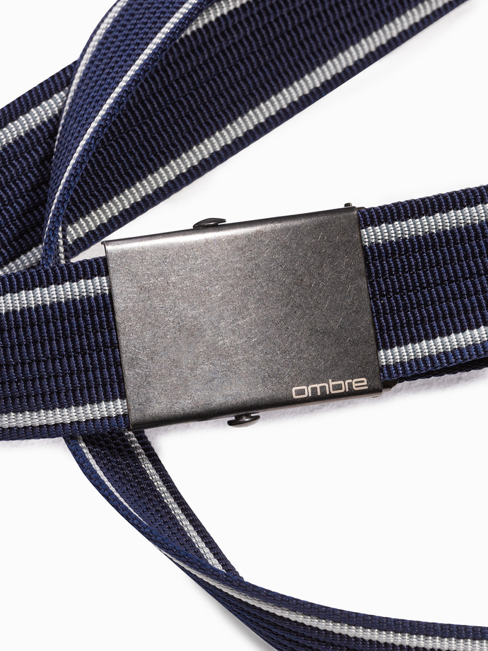Pasek męski parciany dwukolorowy - granatowy A028