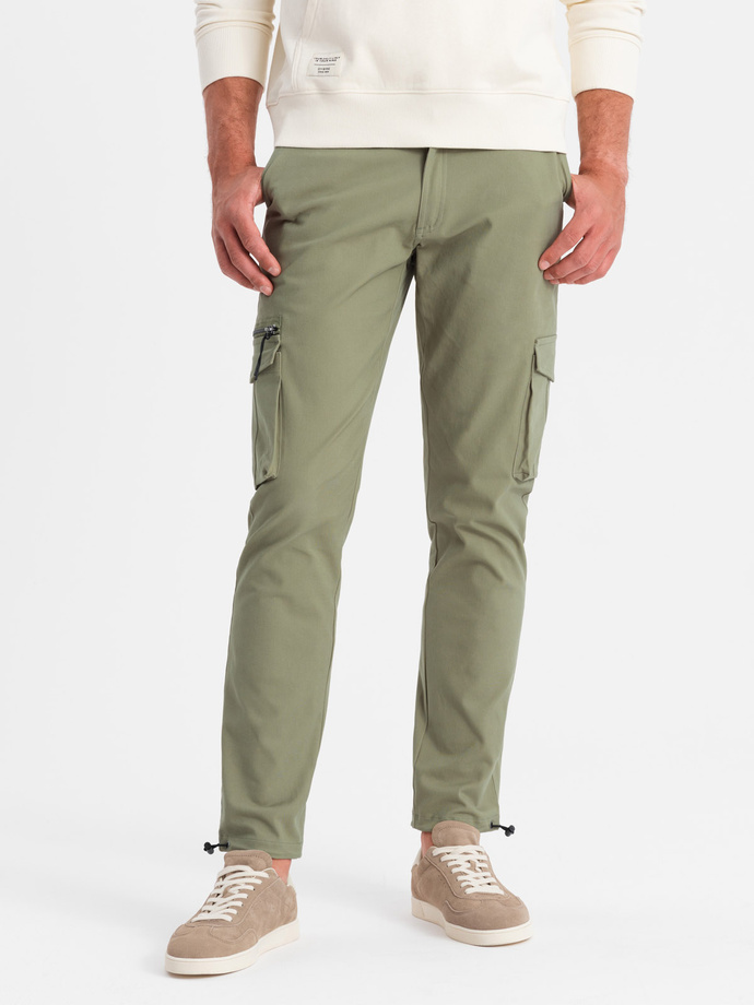 Men's STRAIGHT LEG cargo pants with triangle pocket pin - olive V2 OM-PACG-0196