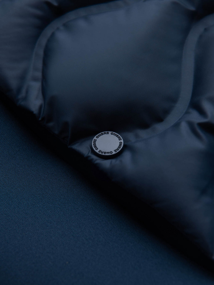 Kurtka męska bomberka z pikowanym wzorem – granatowa V2 OM-JALP-0141