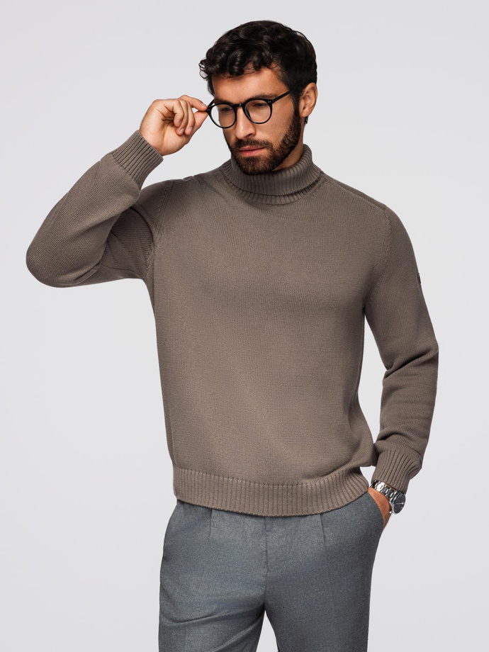 Golf men's knitted sweater - gray-brown V1 OM-SWTN-0163