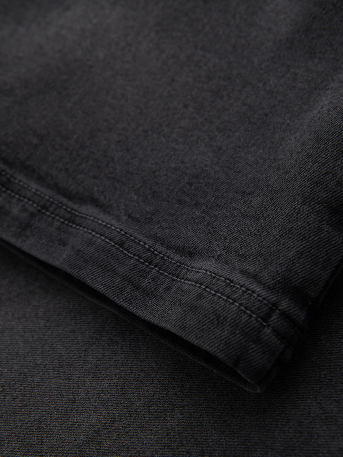 Men's shorts with elastic waistband and wash effect - grey V3 OM-SRDS-0192