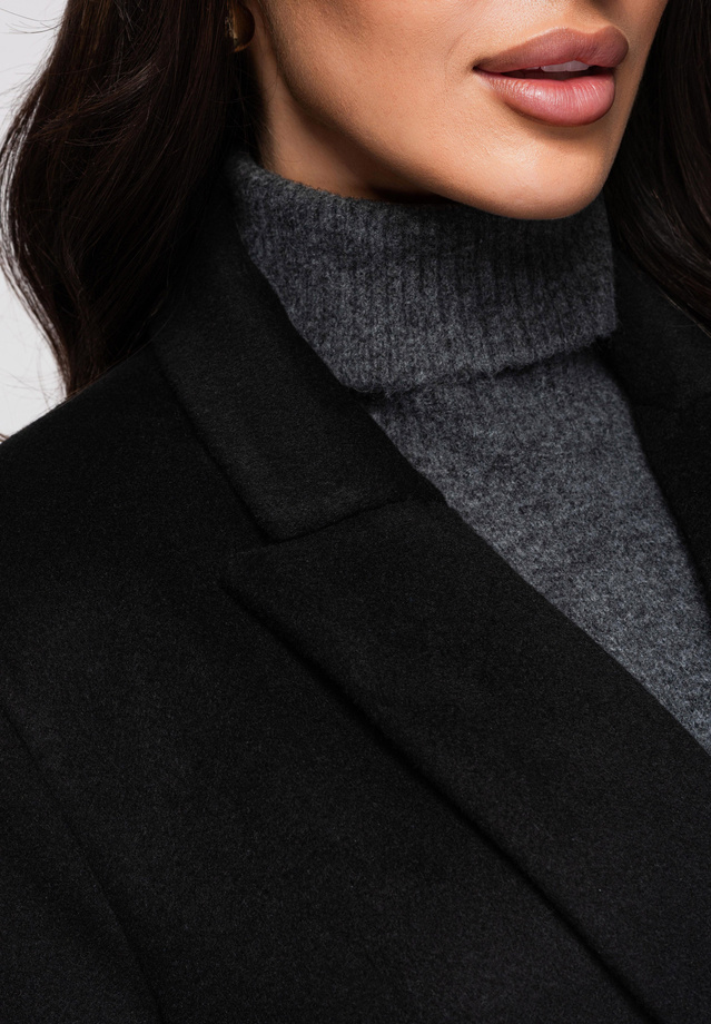 Płaszcz damski wełniany długi LARICA OW-COLC-0100 v4 - czarny