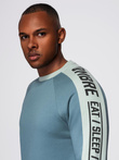 Men's sweatshirt with contrasting stripes and raglan sleeves - bleached turquoise V4 OM-SSNZ-0200