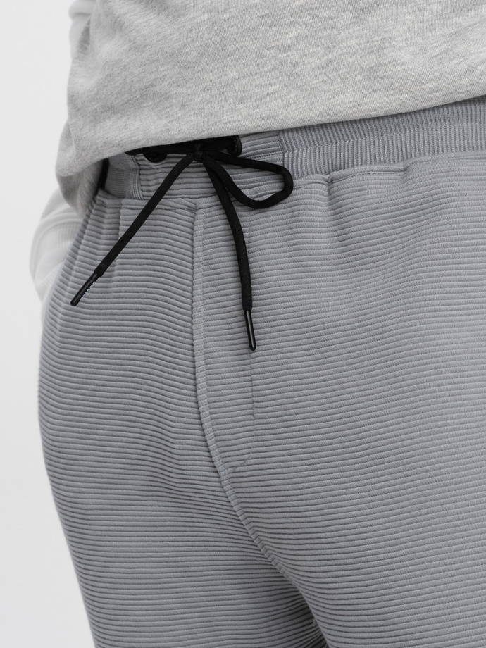 Spodnie dresowe męskie z tkaniny ottoman - szare V5 OM-PASK-0129