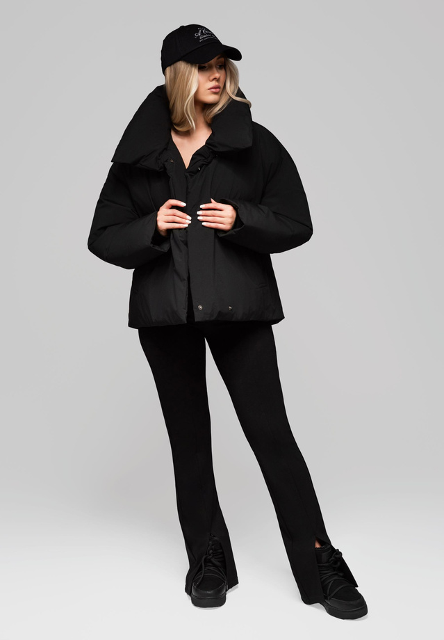 Women's quilted jacket with stand-up collar OW-JALP-0101 v1 - black