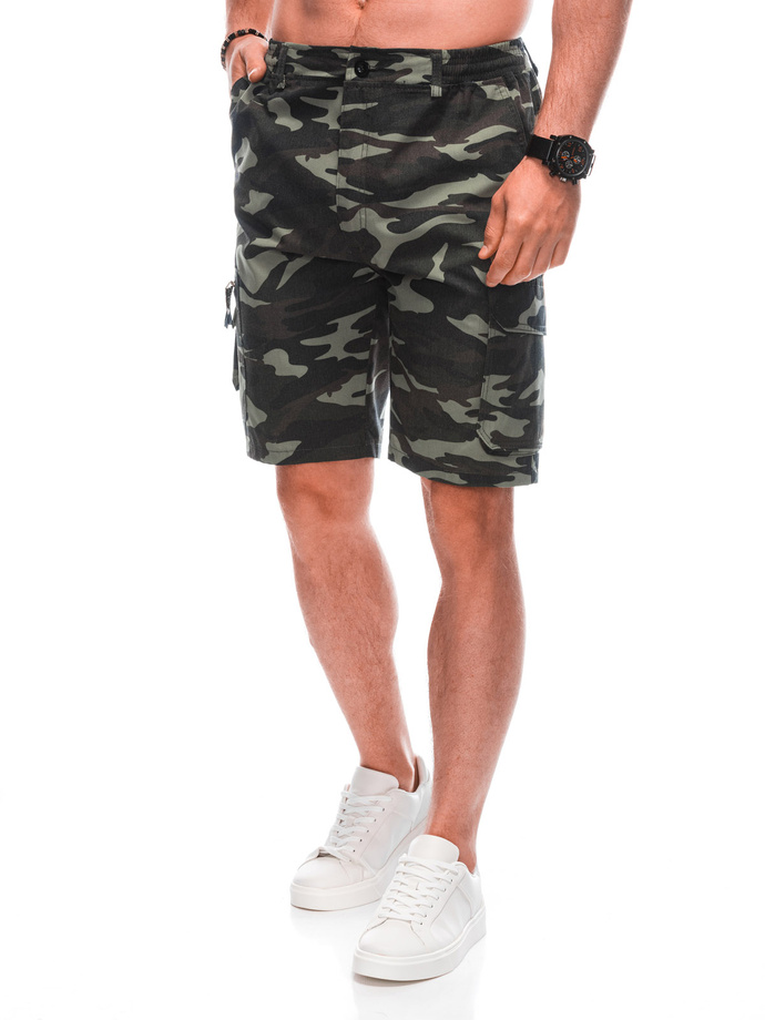 Men's cargo shorts W496 - green/camo