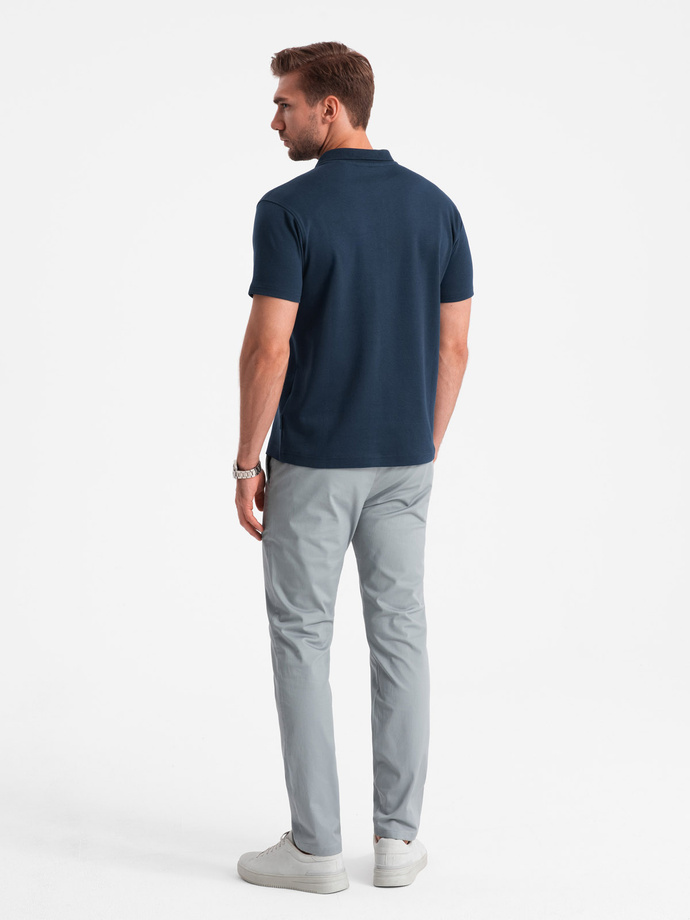 Men's polo shirt with zippered collar - navy blue V7 OM-POSS-0132