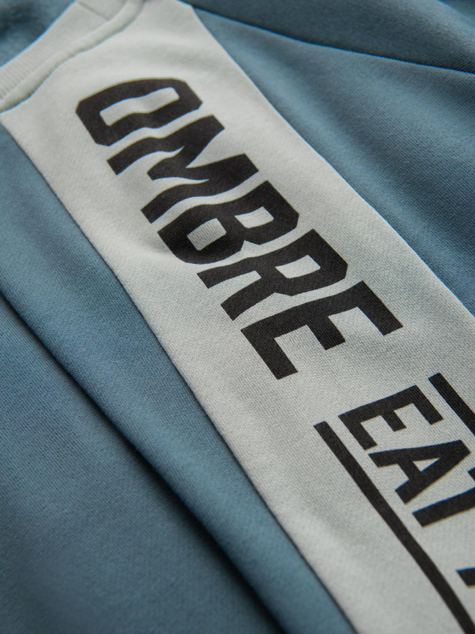 Men's sweatshirt with contrasting stripes and raglan sleeves - bleached turquoise V4 OM-SSNZ-0200