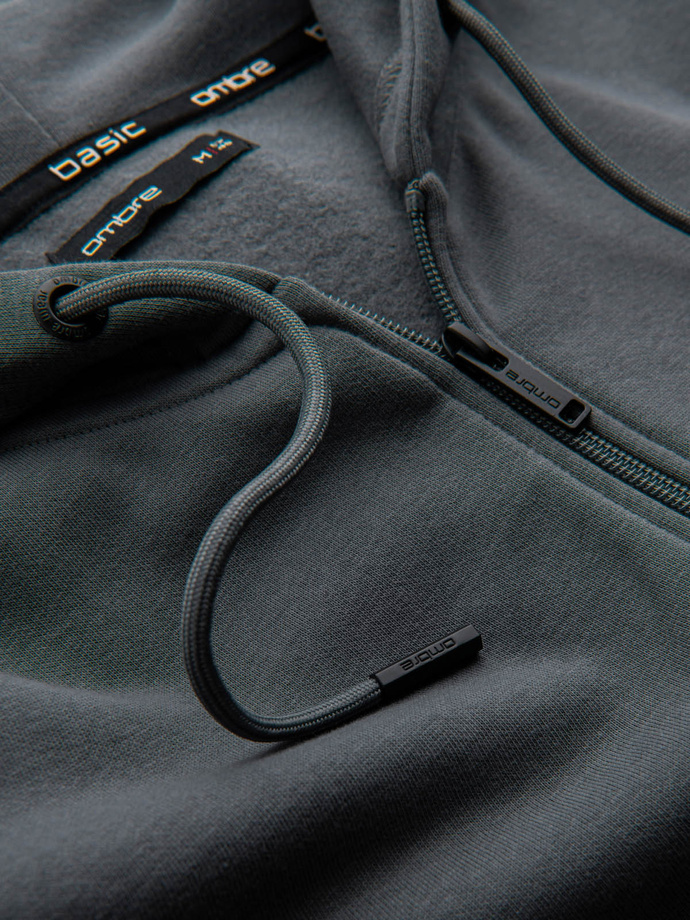 Rozpinana męska dresowa bluza BASIC – grafitowa V11 OM-SSBZ-0160