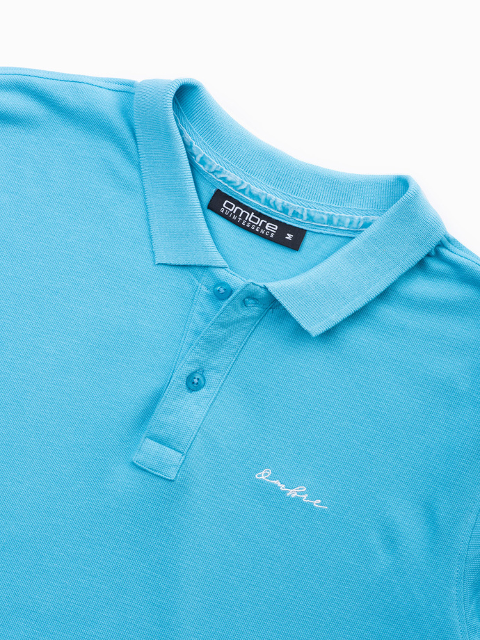 Pique knit polo shirt - blue V3 S1746