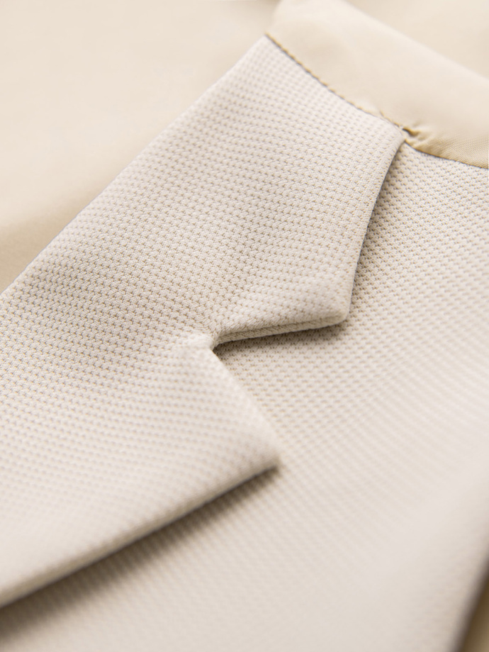 Fitted elegant men's vest with elastane and lapels - beige V2 OM-BLZV-0145