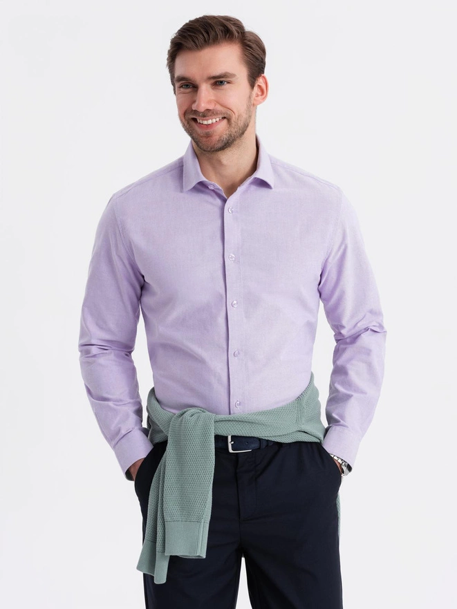 Men's cotton pastel oxford shirt - lavender V2 OM-SHOS-0183
