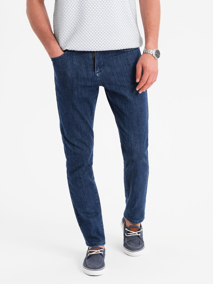 Classic men's SLIM FIT jeans with elastane - dark blue V3 OM-PADP-0216