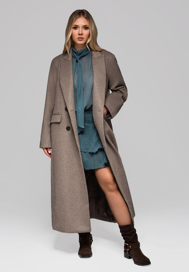 Women's long wool coat LARICA OW-COLC-0100 v1 - taupe