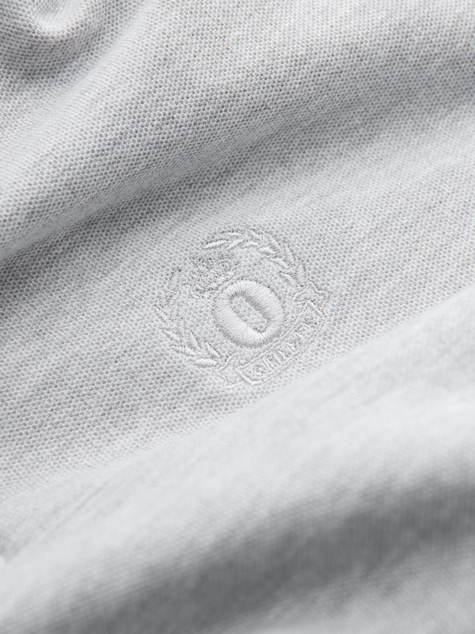 Męska koszulka polo jednokolorowa BASIC z dzianiny pique - szara V20 OM-POBS-0100