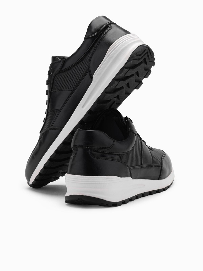 Men's eco leather sports sneakers shoes - black V2 OM-FOSL-0181