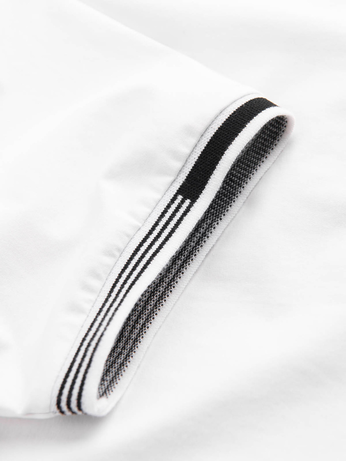 Men's elastane polo shirt with contrasting elements - white V1 OM-POSS-0123