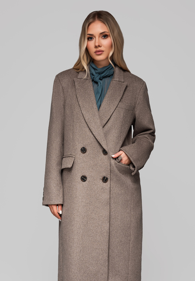 Men's minimalist coat with detachable vest - beige V1 OM-COLC-0139