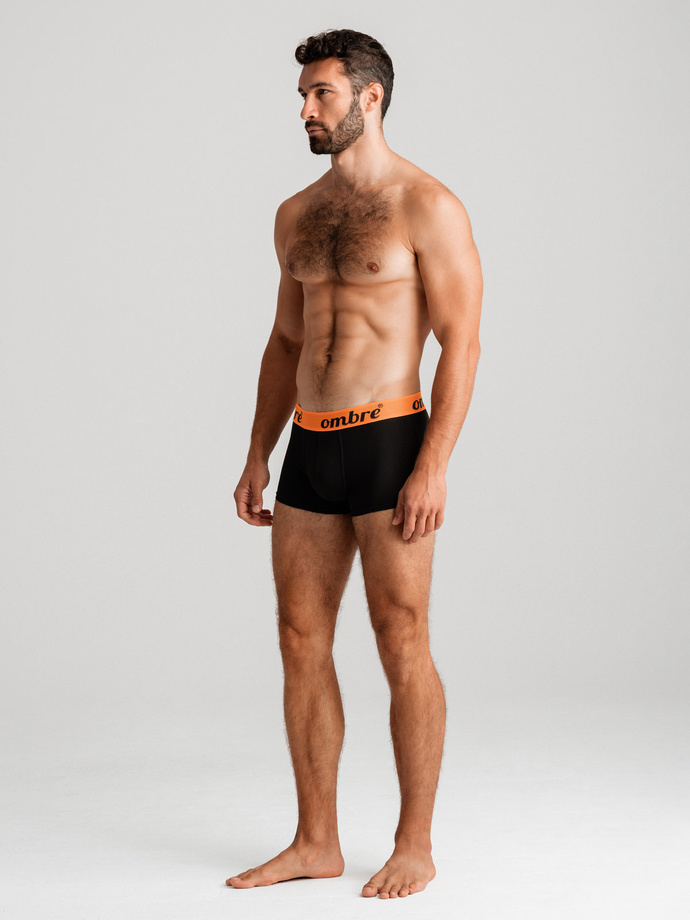 Men's cotton boxer shorts with contrasting elastic - 7-pack black V1 OM-UNBO-0100
