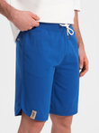 Men's sweat shorts with rounded leg - blue V1 OM-SRSK-0105