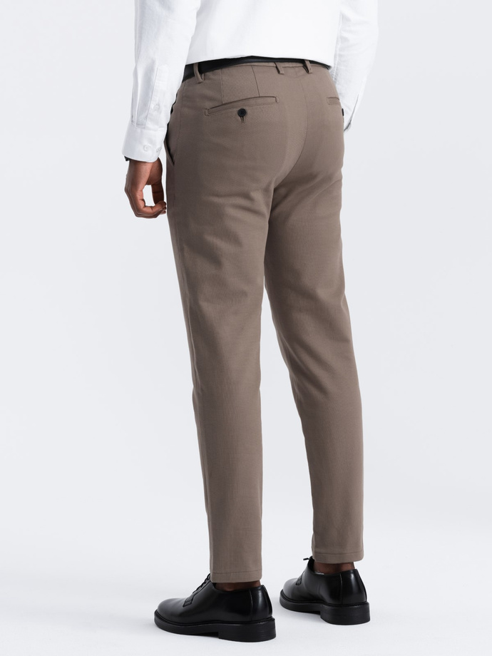 Spodnie męskie chino SLIM FIT z delikatną teksturą - popielate V1 OM-PACP-0190