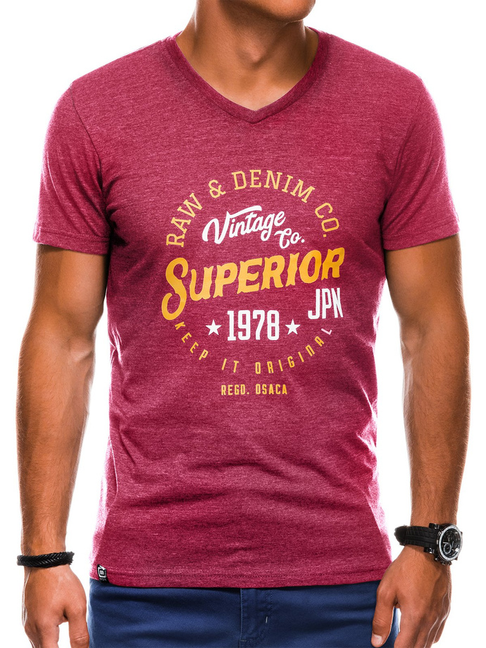 Men's printed t-shirt - dark red S1159