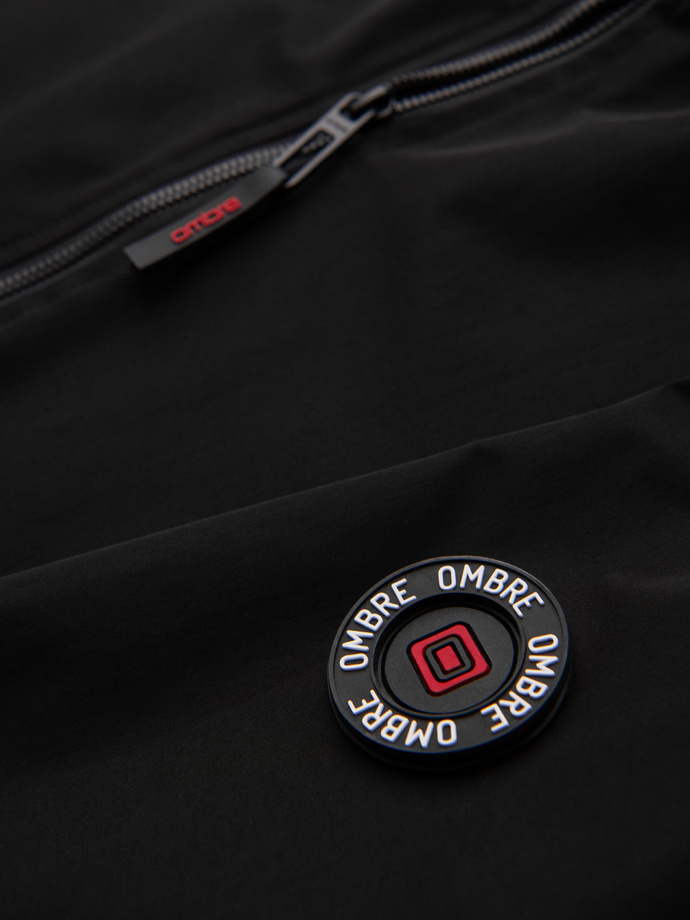 Kurtka męska z kapturem i wysoką stójką - czarna V1 OM-JANP-0222