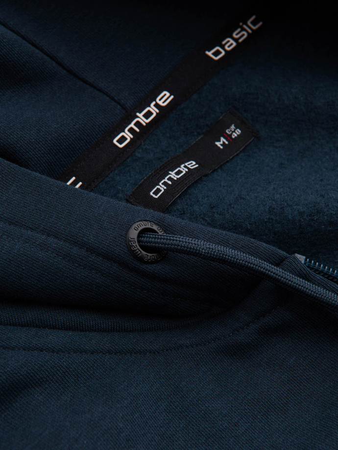 BASIC men's cotton stretch sweatshirt - navy blue V1 OM-SSBZ-0160