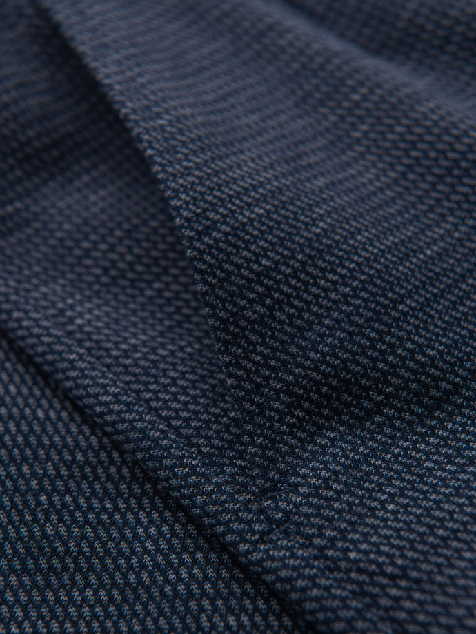 Męskie krótkie spodenki na gumce ze strukturalnej dzianiny – granatowe V1 OM-SRCS-0177