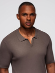 Men's buttonless polo shirt with open collar - ash V4 OM-POSS-0160