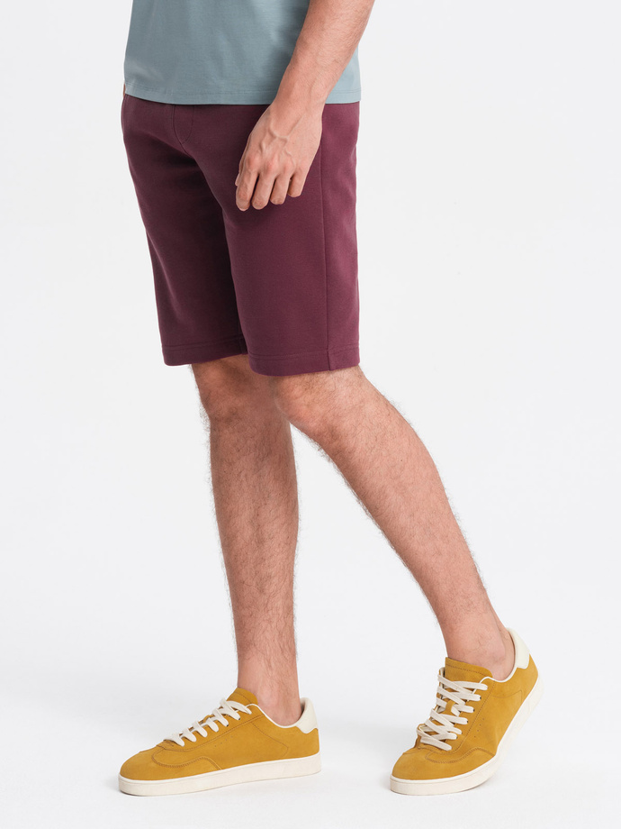 Men's pre-knee BASIC sweat shorts - maroon V3 OM-SRBS-0149