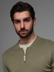 Men's sweater with viscose and spread neckline - olive V1 OM-SWZS-0124