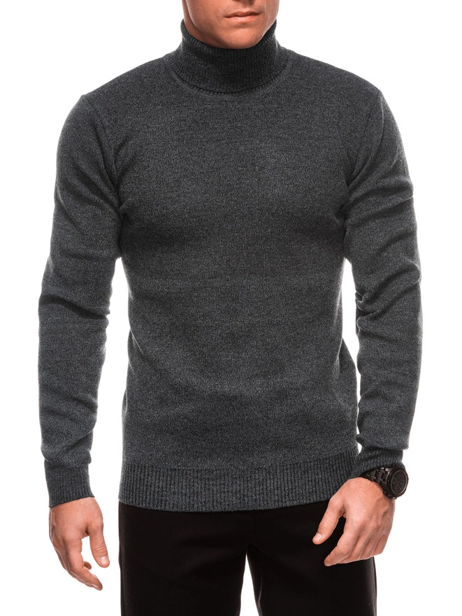 Men's turtleneck sweater E249 - dark grey
