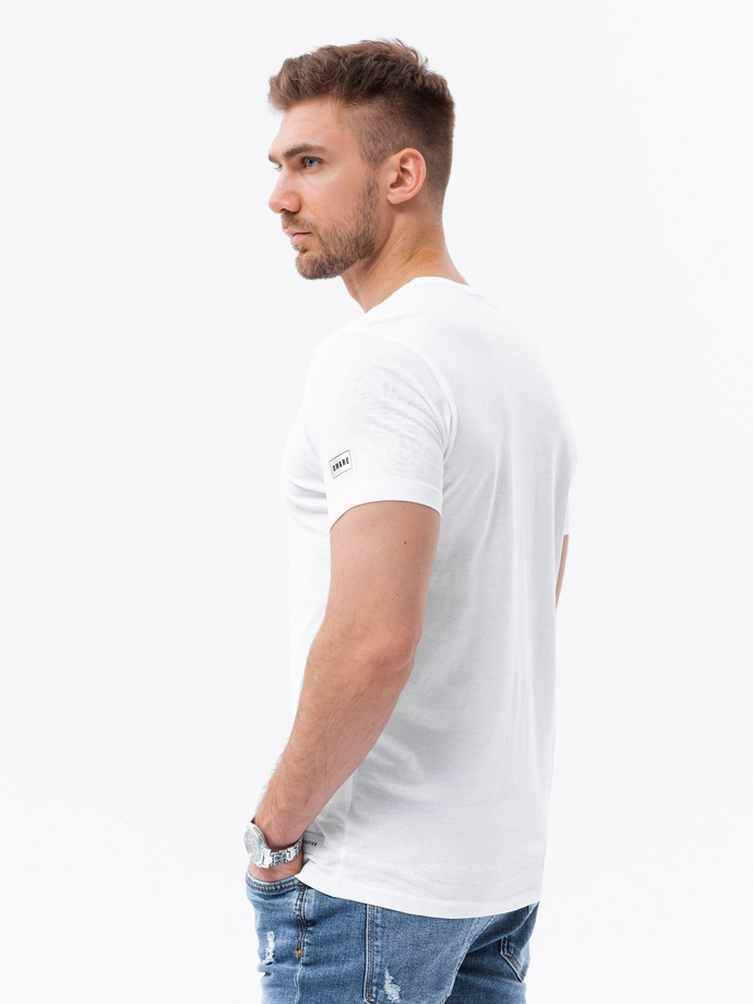 Men's cotton college print t-shirt - white V1 OM-TSPT-0137