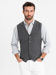 Men's suit vest with collar - graphite V2 OM-BLZV-0109