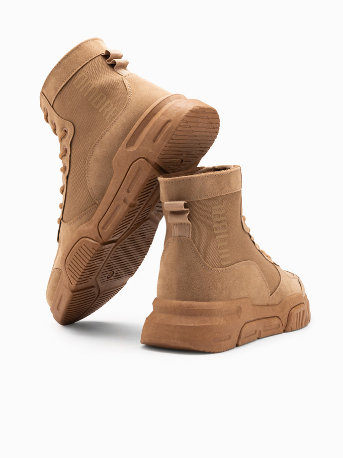 Men's ankle sneaker boots with sculpted sole - sand V3 OM-FOBO-0122