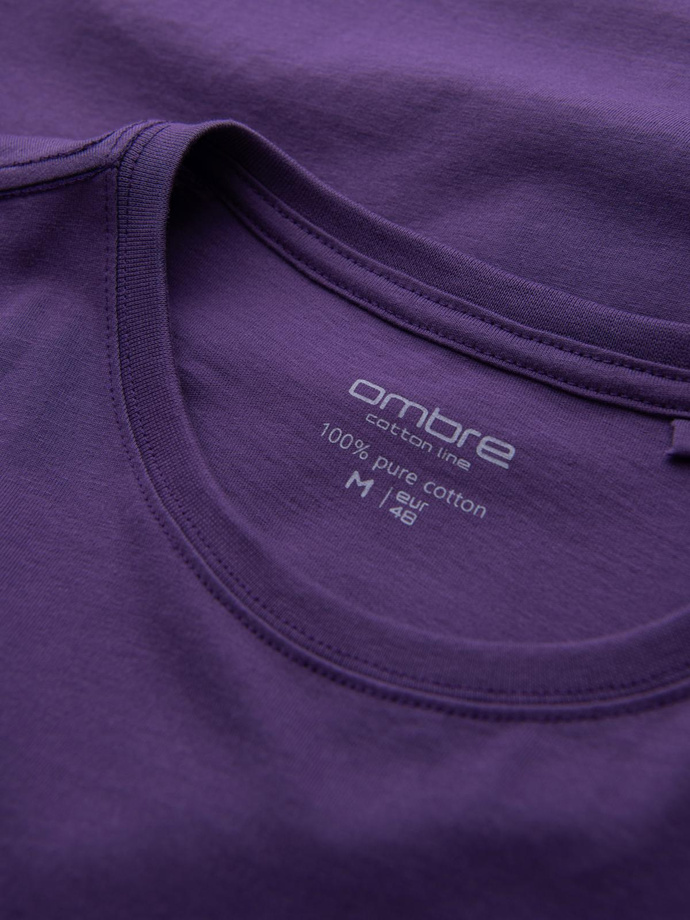 Men's classic cotton BASIC T-shirt - purple V13 OM-TSBS-0146