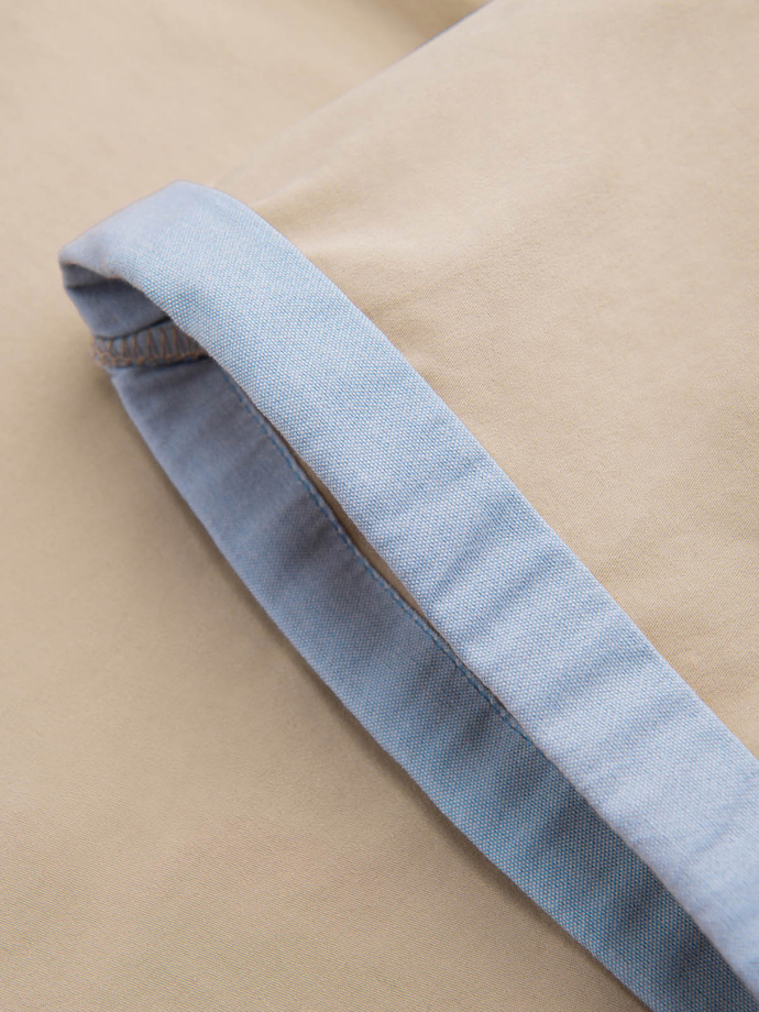 Men's chinos shorts with contrasting turn-up - sand V10 W421