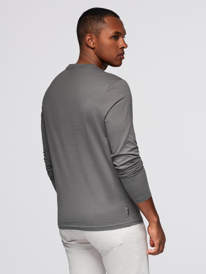 Men's collegiate style printed longsleeve - grey V1 OM-LSPT-0117
